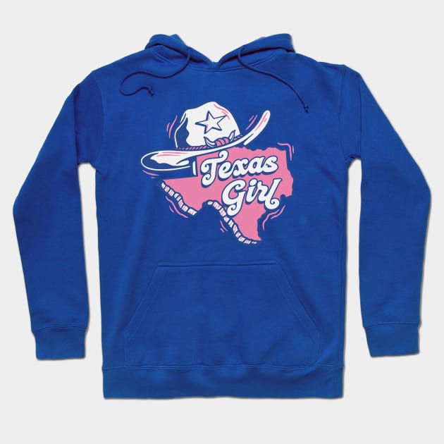 Retro Texas Girl Cartoon Texas Outline Hoodie by SLAG_Creative